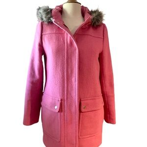 J. Crew Pink Wool Hooded Coat Sz 6